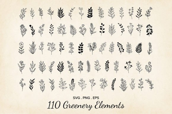 Botanical Elements SVG, Minimal Floral Graphics for Crafts