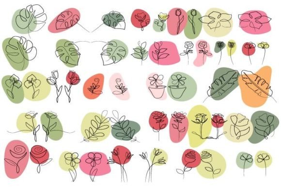 Botanical Plants Flowers Collection Graphics & Web Elements
