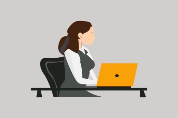 Business Woman Working in Office Graphics