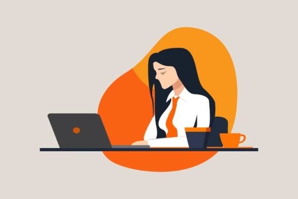 Business Woman Working on Laptop