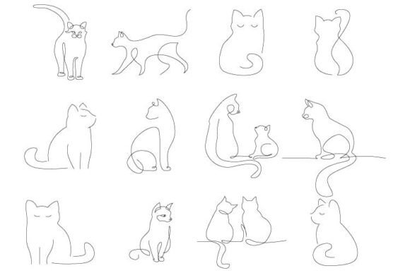 Cat Line Art Collection: Graphics & Web Elements for Crafters