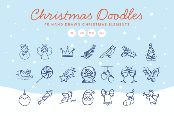 Christmas Doodles Vector Elements: Graphics & Decorative Elements for Handmade Joy