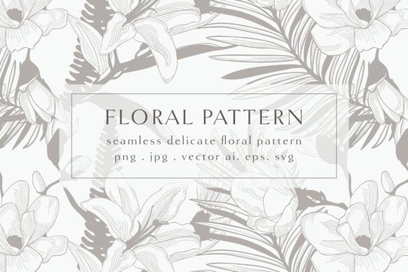 Floral Seamless Pattern Cherry Lily Graphics & Backgrounds
