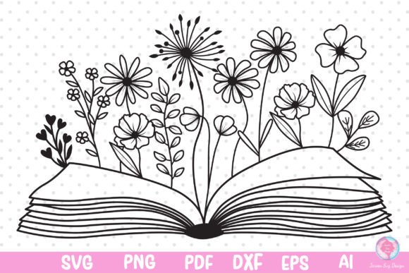 Flower Book SVG, Book Lover SVG