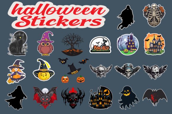 Halloween Stickers, Pumpkin Stickers: Graphics for Crafts & Content