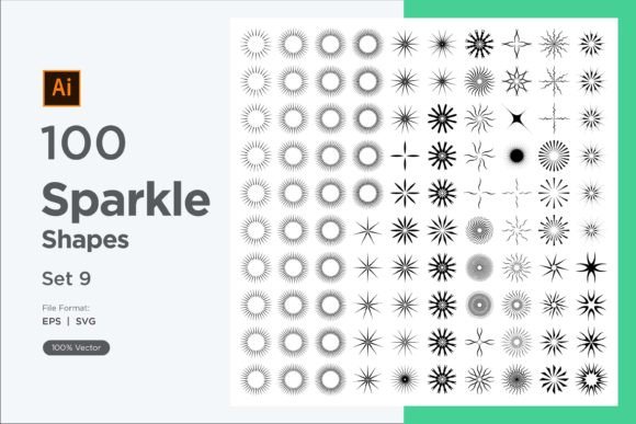 Sparkle Shape Symbol Sign V3-100 -9 Graphics