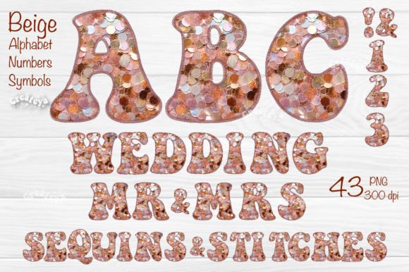 Wedding Alphabet PNG Glitter Letters: Graphics for Crafts