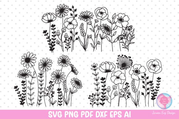 Wildflower SVG Graphics for Print Templates